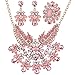 Zhenhui 3 Pieces Luxury Jewelry Sets Fashion Gold Tone Angel Wing Water Drop Shape Crystal Statement Necklace Drop Dangle Earrings Ring Set for Women