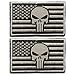 2 Pack Punisher Skull American USA Flag Velcro Patch Tactical Decorative Embroidered Badge Moral appliques (Grey)