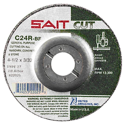 SAIT 20092 Type 27 9-Inch x 1/4-Inch x 7/8-Inch 6600 Max RPM C24N - Concrete Depressed Center Grinding Wheels - 25 Pack
