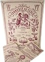Set of 3 RED Vintage Style French Country Tea Towels:cuisine De Famille, Verrerie De Table, Table De Famille