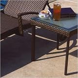 Vento Square Glass Top Wicker Side Table