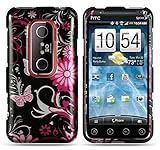 Crystal Pink Butterfly Snap On Phone Protector Hard Cover Case for HTC EVO 3D Sprint