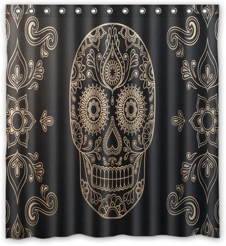 Innovation Print Design Vintage Art Sugar Skull Shower Curtain Mildew Waterproof Polyester Fabric Bathroom Shower Curtain 66" x 72" Inch