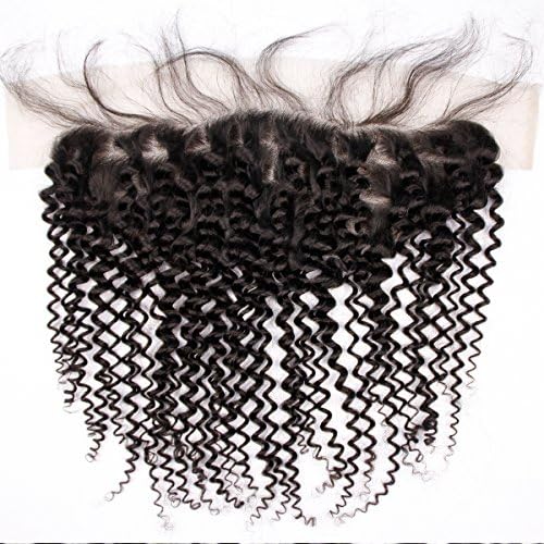 HERMAY Free Part Ear to Ear Lace Frontal Closure 13x4 Kinky Curly Virgin Hair Full Lace Frontal Closure,Lace Frontals With Baby Hair Lace Front Closure Human Hair Bleached Knots Natural Color 20 inch