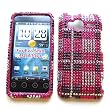 HTC EVO Shift 4G (Sprint) Snap-on Protector Hard Case Rhinestone Cover "Pink Plaid" Design