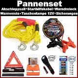 Produkt-Bild: Pannenset Pannenhilfe: Abschleppseil Starthilfekabel Warndreieck Warnweste LED 12V Taschenlampe Flachsicherungen