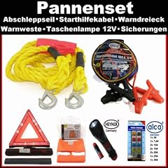 Pannenset Pannenhilfe: Abschleppseil Starthilfekabel Warndreieck Warnweste LED 12V Taschenlampe Flachsicherungen