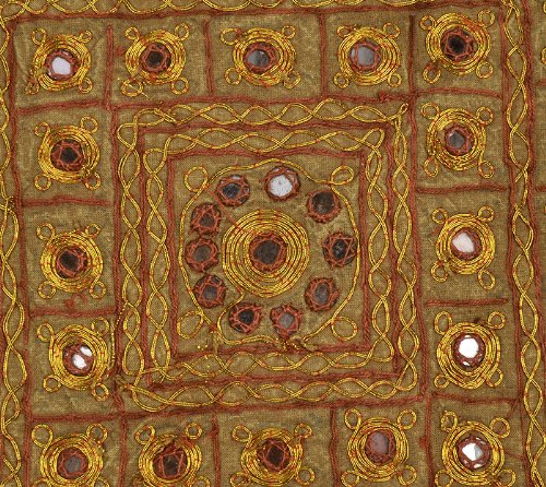 Imagen 3 de Cojín de algodón Cubre con plata Zari & Size Mirror Work 16 x 16 pulgadas Juego de 2 piezas