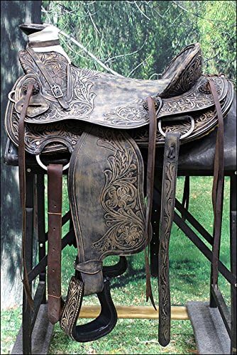 WESTERN LEATHER WADE COWBOY RANCH ROPING TRAIL HORSE RIDING SADDLE - BLACK/VINTAGE BLACK/MAHOGANY/RUSTIC MAHOGANY/ANTIQUE BROWN/RUSTIC BROWN