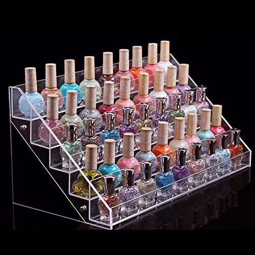 Sunplustrade Nail Polish Display Holder Nail Polish Storage Acrylic 5 Step Counter Display Nail Polish Organizer Holds up 36 60 72 Bottles (60 Bottle)