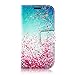 Galaxy S3 Case, Tradekmk(TM) Brand New Fashion High Quality PU Leather Flip Stand Case with Built-in Card Slots Cover[Pink Flowers Blue Sky] Compatible with Samsung Galaxy S3 i9300[+Stylus+Screen Protector+Cleaning Cloth]