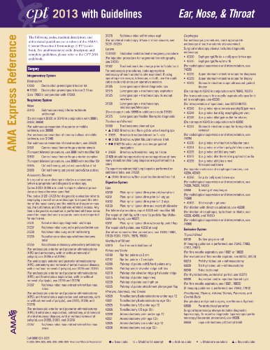 CPT 2013 Express Reference Coding Card Ear, Nose, Throat