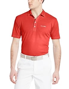 Travis Mathew Men's Weber Golf Shirt, Heatherd Mecca Orange, Large