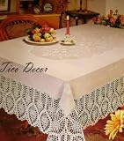 Vinyl tablecloth,White Table cover crochet Style 60x104: