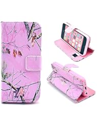 Wireless: iphone 5C Case, Tree Camo Flip Wallet Credit ID Card Slot Holder Phone Case With Stand --Retail Package W Screen Protector --Pink - ArtMine