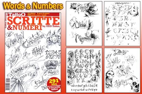 Words &amp; Numbers Design for Tattoo Flash Design Book (66-pages)