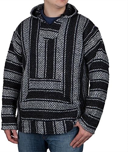 Baja Joe - Premium Sky Blue Stripe Woven Baja Hoodie Jerga Mens