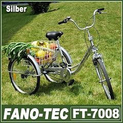 FANO-TEC Dreirad F�r Erwachsene 24" 3-Gang-Schaltung Shimano FT-7008 Silber