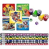 Puppy Paw Birthday Party Favor Set for 12 (12 Paw Print Stampers, 12 Paw Print Pencils, 33 Paw Patrol Stickers)