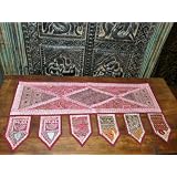 Upsdell Red Beads Sari Toran Wall Tapestry Topper Valance Free Shipp