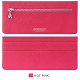 HANSMARE SLIM WALLET 長財布 レディース メンズ 天然牛革 チャームタイプドクロSET (HotPink)