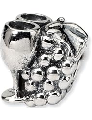 Reflection Beads Silver Grapes and Glasses Food Bead