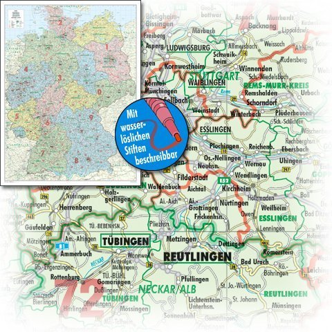 Bacher Orga-Karte Deutschland, Posterkarte beschichtet