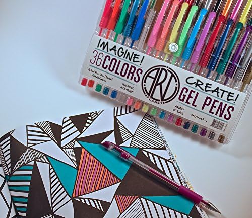Gel Ink Coloring Pens by Art Planet with Custom Grip in 36 Different Colors, Perfect for Drawing, Writing Notes, Adult Coloring Books like Zentangle and Creating Magic.