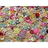 500pc Assorted Size & Color Hearts, Stars, Flowers, Pearls, Bows Flat Back Pe...
