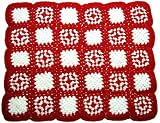 Dollhouse Miniature Granny Square Red Afghan in Hand Crochet