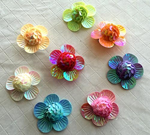 Pack of 8 Dog Hair Bows with French Clip - 3D Flower Hat Design-2 inch size