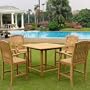 Tahiti Teak Patio Table 4 Chairs Bar Height Counter 5 Peice Dining Set New 36" High Seat Cushions Sanded Sturdy 100% Teak