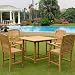 High Dining Tables | Teak Tables | Teak Dining Tables - Tahiti Teak Patio Table 4 Chairs Bar Height Counter 5 Peice Dining Set New 36" High Seat Cushions Sanded Sturdy 100% Teak
