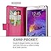 Note 4 Case, LK Galaxy Note 4 Wallet Case, Luxury PU Leather Case Flip Cover with Card Slots Pockets & Stand For Samsung Galaxy Note 4, Hot Pink