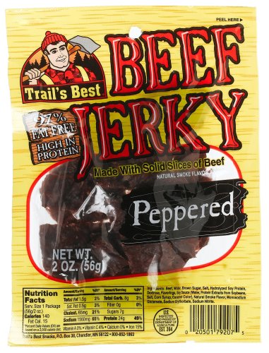 Trail's Best Peppered Beef Jerky, 2-Ounce Packages (Pack of 12) by Trail's Best