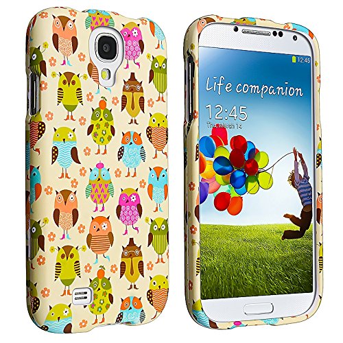 Galaxy S4 Unique Durable Rubberized Case. Luxmo CRSAMSIVFANOWL - Retail Packaging- Fancy Owl