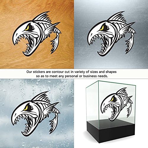 Decal Vinyl Skeleton Fish Bones Truck Motorcycle Helmet S Car window jet ski saltwater angler skull spine (30 X 27,6 Inches) Fully Waterproof Printed vinyl sticker