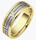 7mm Designer Two-Tone 14 Karat Gold Comfort Fit Wedding Band Ring
