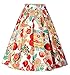 Pleated Midi Skirt for Women Floral a Line Skirt with Pockets (XL)