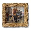 Street in Paris - Gold Frame Magnet with pop-out easel (2-3/4" x 2-1/2")