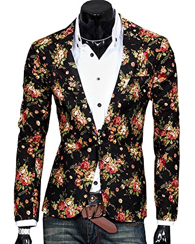 Men's Vintage Floral Flower Pattern Stylish Blazer Jacket Outerwear