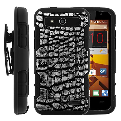 ZTE Speed Case, ZTE Speed Holster, High Impact Advanced Double Layered Hard Cover with Built in Kickstand and Belt Clip for ZTE Speed N9130 (Boost Mobile) from MINITURTLE | Includes Screen Protector - Smoke Gray Scales