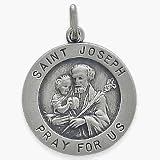 Sterling Silver Saint Joseph 18.5mm Religious Medallion