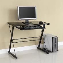 Glass Metal Black Computer Desk