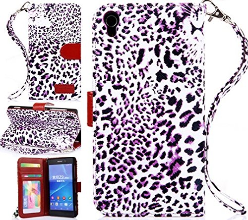 Z2 Case,Sony Z2 Case,Sony Xperia Z2 Wallet Case,Case Cover For Sony Z2,Coddycase Leopard Print PU Leather Book Style Flip Leather Wallet Case Cover For Sony Xperia Z2 D6503