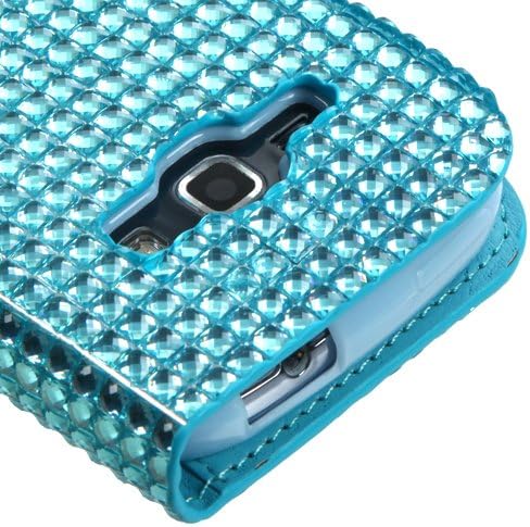 SAMSUNG GALAXY RING M840 PREVAIL 2 BLUE DIAMOND BLING MAGNET LOCK FLIP COVER WALLET ID CASE +FREE CAR CHARGER from [ACCESSORY ARENA]