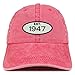 Trendy Apparel Shop Established 1947 Embroidered 71st Birthday Gift Pigment Dyed Washed Cotton Cap - Red