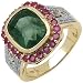4.70 Carat 14K Yellow Gold Plated Sterling Silver Genuine Emerald & Ruby Ring