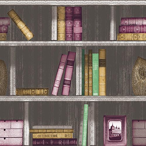 LEVINGER 3D Bookshelf Design Non Woven Removable Textured Wallpaper for Living rooms, Kids and Bathrooms Walls, 0.53m Wide by 10m Long
