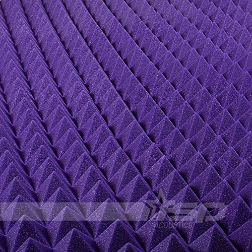 12x12x2 (12 Pack) Purple Acoustic Pyramid Sound Proofing/Treating Studio Foam Tiles